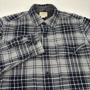 L.L. Bean Medium Blue Gray Fleece Lined Thick Long Sleeve Button Up Shacket